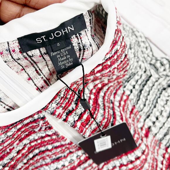 St. John Collection Amelia Women's Tweed Colorblock Sheath Dress Size 4 - Picture 4 of 7